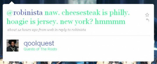 Celebrity Sandwich: ?love Talks Cheesesteaks on Twitter